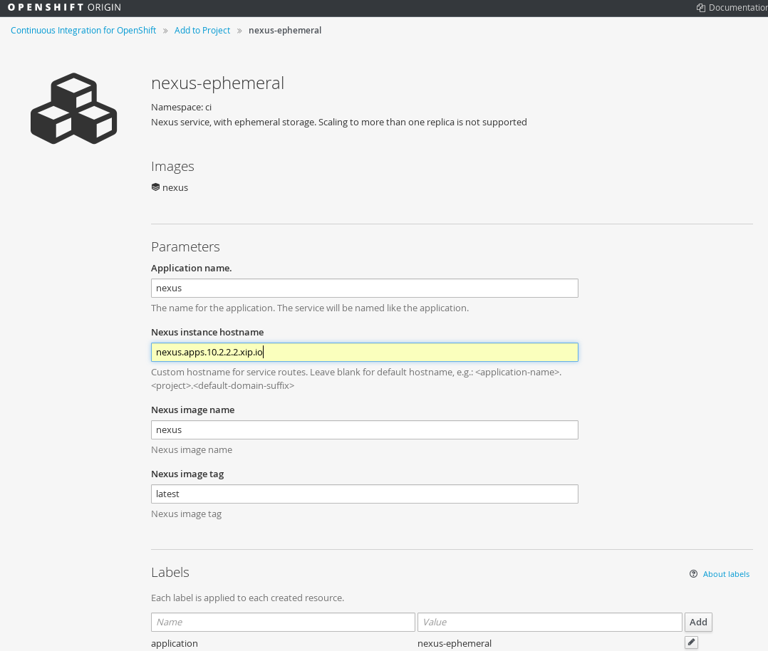 Create a nexus instance